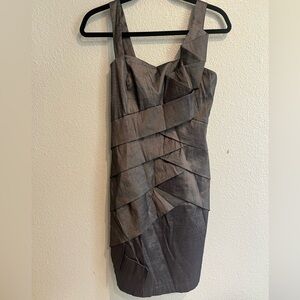 JESSICA McCLINTOCK Grey Metallic Bodycon Cocktail Dress.‎